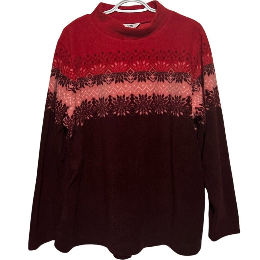 Croft & Barrow Women's Soft Microfleece Mockneck‎ Red Burgundy Pullover Size XXL